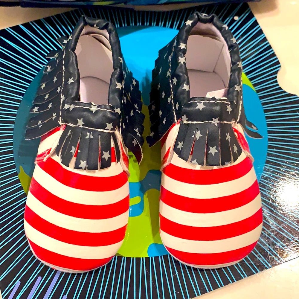 Infant US flag Print Moccasins